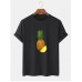 Mens 100% Cotton Pineapple Print Crew Neck Short Sleeve T-Shirts