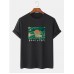 Mens 100% Cotton Ukiyoe Print Round Neck Short Sleeve T-Shirts